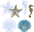 3PCS Marine Starfish Shell Hippocampus Resin Molds,DIY Handmade Baking Tools, Resin Casting for Desktop Aquarium Fishtank,Valentine Present Home Office Art Decor