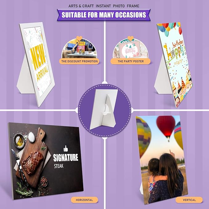 Golden State Art, 5 Inch Self Stick Easel Back, Cardboard Stand, Single Wing, Archival Quality, Display Posters Pictures Brochures, Easy and Fast Application (Pack of 50) White, Made in USA