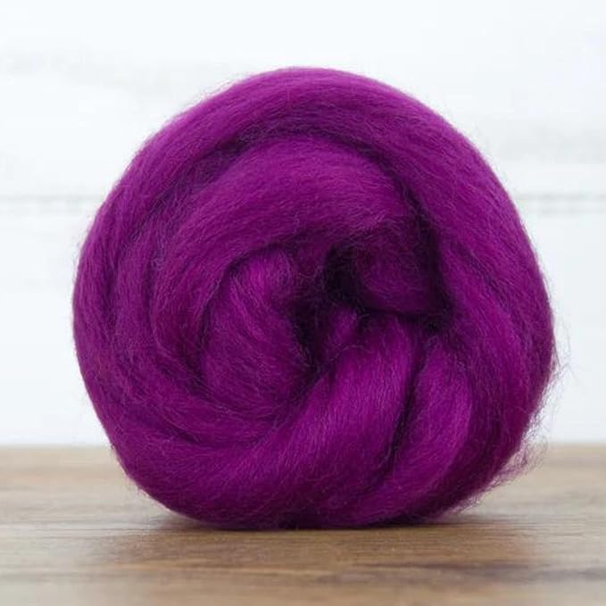 Revolution Fibers Dyed Corriedale Wool | 8 Ounces of Premium Combed Wool Top | 26 Micron, 100% Pure Corriedale Wool Roving, Ethically Sourced (Royal Damson Purple)