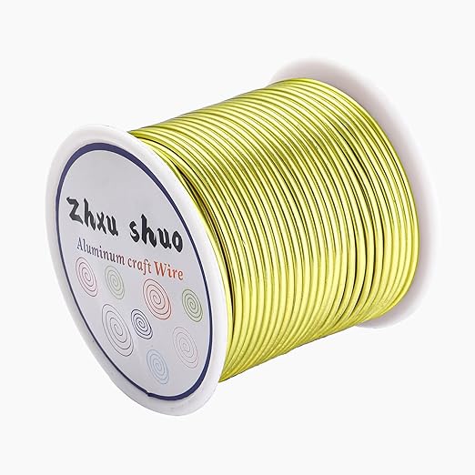 12 Gauge(2mm) Aluminum Wire 35 Yards Anodized Metal Wire for Bonsai Armature Crafting Sculpting Jewelry Craft Making Beading Floral (Yellow, 12 Gauge)