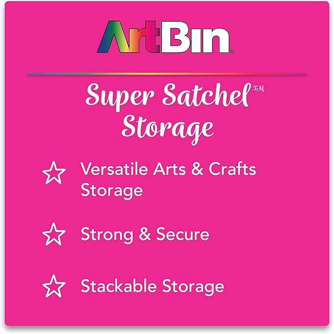 ArtBin 6981AB Super Satchel Deluxe Divided Base, Large Portable Art & Craft Organizer with Drawers, [1] Plastic Storage Case, Clear
