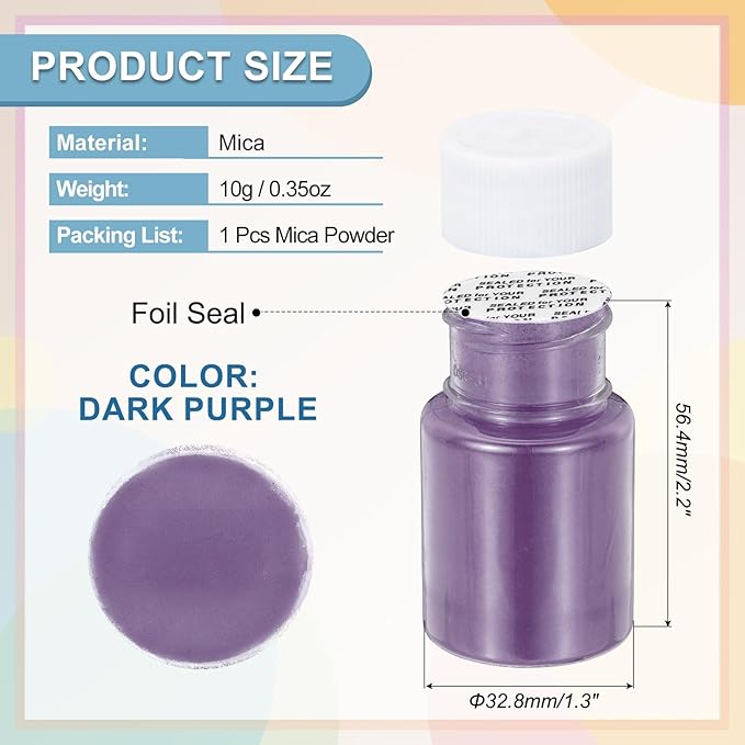 uxcell 10g/0.35oz Cosmetic Grade Mica Powder, 600 Mesh Mica Powder Natural Resin Epoxy Pigment Powders for Casting Resin, Candle Dye, DIY Nail Polish and Lip Gloss, Dark Purple