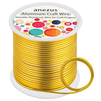 Anezus 12 Gauge Craft Wire Bendable - 2mm Metal Armature Sculpting Wire for Crafting, Wreath Making, Jewelry Making, Beading, Floral (Golden, 100 Feet)
