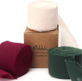 Ribbli Red Cream Green Christmas Ribbon 1.5 Inch x 3 Rolls Total 30 Yards Handmade Fringe Chiffon Silk Ribbon for Gift Wrapping DIY Crafts Home Decor
