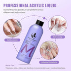 2 Pack 8FL.OZ Acrylic Liquid Monomer, Professional EMA Acrylic Nail Liquid, Non-Yellowing Acrylic Liquid for Acrylic Nail Extension & Carving, DIY Home Nail Salon Use