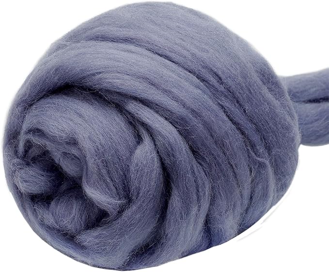 3.53oz Wool Roving Yarn, Fiber Roving Wool Top, Pure Wools, Chunky Yarn, Spinning Wool Roving for Needle Felting Wet Felting DIY Hand Spinning (Dark Purple)