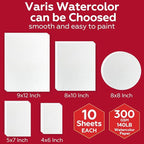 50 Sheets Watercolor Paper Bulk, 4"X6", 5"x7",8" x 8"，8" x 10",9" x 12",Each 10 Sheets.140 lb/300 GSM Water Color Paper for Kids Adults.Watercolor Drawing Paint Paper for Art Drawing Supplies