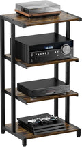 4-Tier Wooden Media Stand, AV Media Stand Corner Shelf for TV Accessories/Audiovisual Equipment/Optical Disc/PS4, Audio Storage Rack for Living Room, Gaming Room, Music Studio, Black