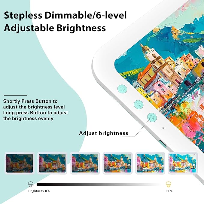 HIUKCOLED Wireless Battery Powered A3 Light Pad, 3 Colors Stepless Dimmable and 6 Levels Brightness Light Board, Rechargeable LED Light Tracing Box for Diamond Painting,Cricut Weeding Vinyl Tools