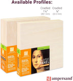 Ampersand Art Supply Unprimed Basswood Artist Panel, 1-1/2" Cradled Profile, 14"x18"
