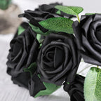 AmyHomie Artificial Flowers Black Rose 25pcs Real Looking Fake Roses w/Stem for DIY Wedding Bouquets Centerpieces Arrangements Party Baby Shower Home Decorations