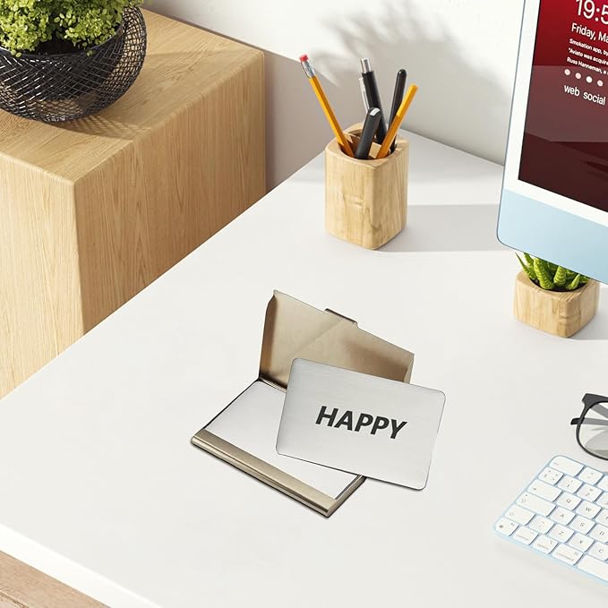 30 Pieces 304 Stainless Steel Metal Business Cards Blank Steel Laser Engraving Stainless Cards for House Office Customer DIY Gift Plate, 86 x 54 mm(0.8mm Thickness)