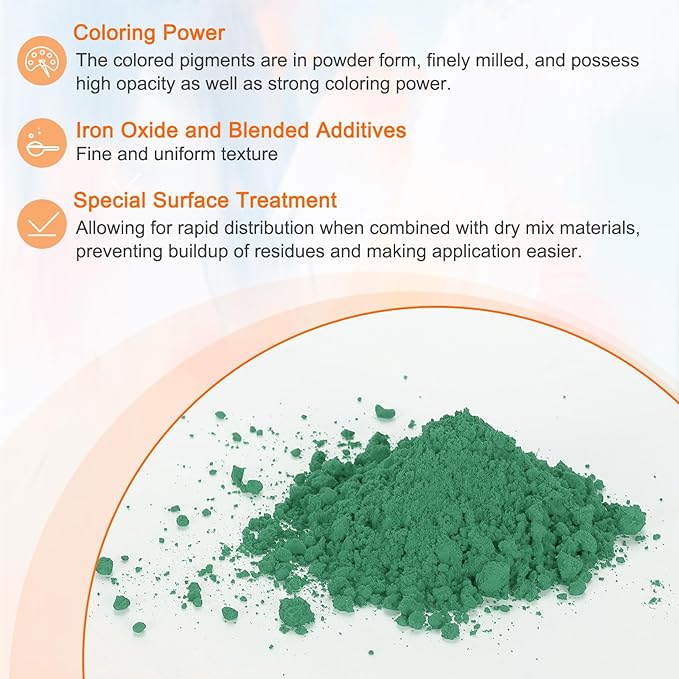 HARFINGTON Iron Oxide Powder Concrete Pigment 325 Mesh 3.5oz (100g) Iron Oxide Grout Pigment for Pastel Tile Paint Concrete Cement, Moss Green
