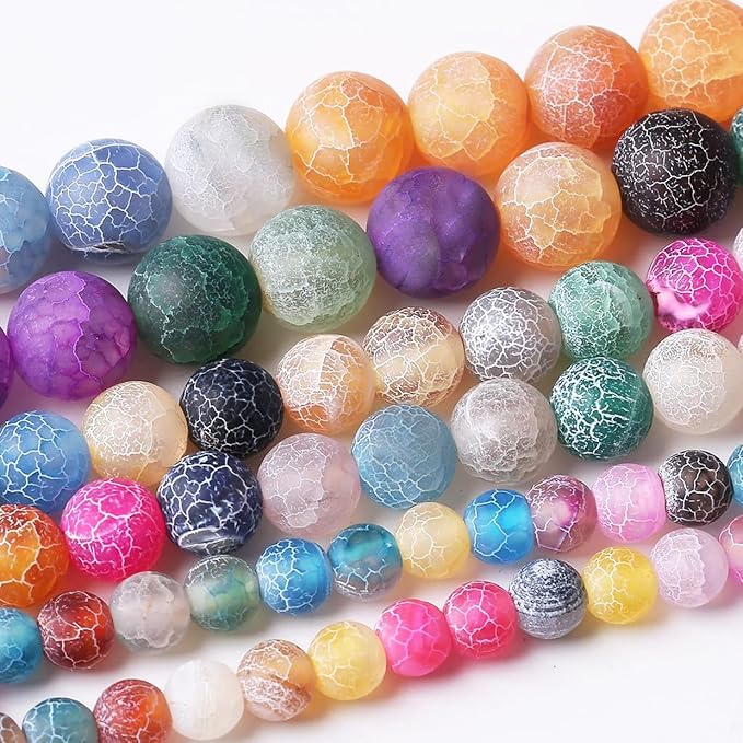 36PCS 10MM Weathered Agate Beads-Multicolo Stone Beads Energy Healing Beads for DIY Jewelry Bracelet Necklace Making for Jewelry Making15Inch