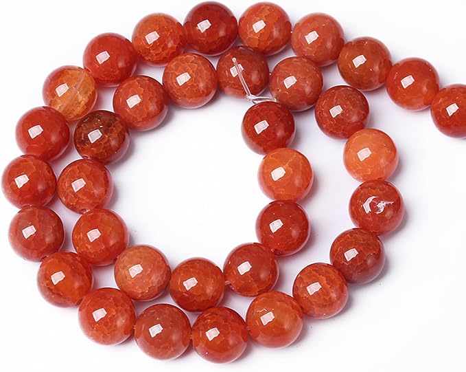 8mm 45pcs Natural Red Dragon Vein Agate Stone Beads for Jewelry Making Energy Healing Round Beads DIY Bracelet Necklace Accessories 15" (8mm, Red Dragon Vein Agate)