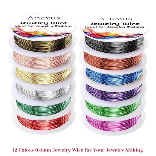 Anezus 12 Rolls Jewelry Wire Craft Wire Tarnish Resistant Beading Wire for Jewelry Making Supplies
