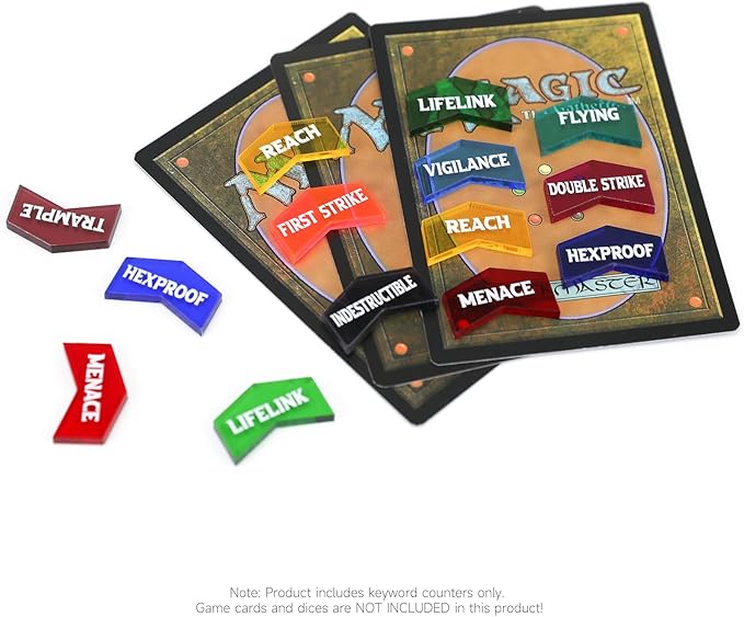 SIXPOINTS 60 Pieces MTG Keyword Counters -Set of Color Coded MTG Tokens & Box Set Compatible with Magic The Gathering, TCG, Card Games Accessories (MTG Keyword Counters)
