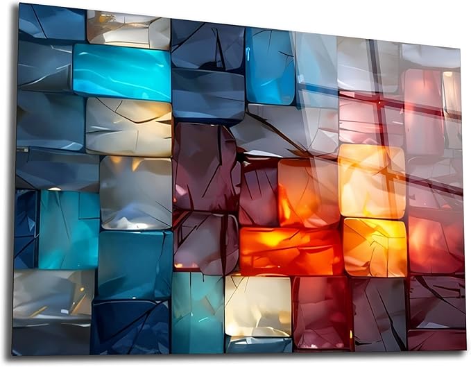 Magical Light Play and Stunning Colors Printed Tempered Glass Wall Art Painting for Living Room, Tempered Glass Modern Prints Decor, Large Vivid Color Panel for Bedroom, Kitchen, or Office