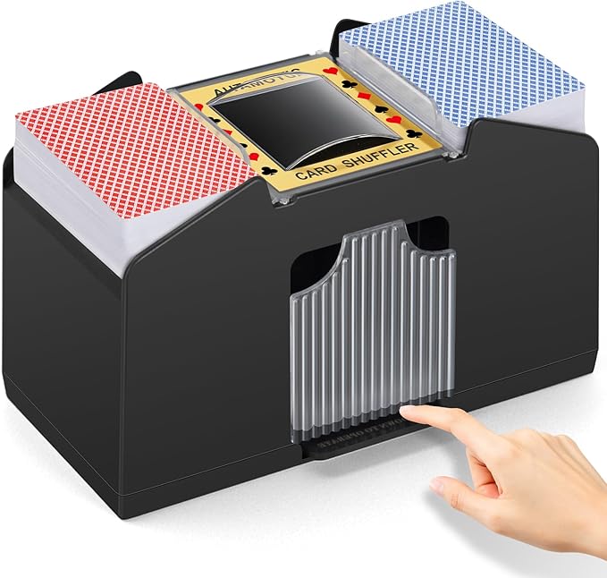 Unniweei Automatic Card Shuffler, Battery-Operated Electric Shuffler, Casino Card Game for Poker, Home Card Game, UNO, Phase10, Texas Hold'em, Blackjack, Home Party Club Game