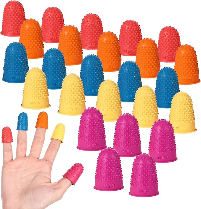 25 PCS Silicone Finger Protectors, Rubber Fingers Tips, Rubber Finger Tips Office, Rubbers Thimbles for Knitting, Sewing and oOther Processes