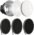 7" Standard Reflector Lamp Shade Dish Diffuser with 20° /40°/ 60° Honeycomb Grid White Soft Cloth for Bowens Mount Studio Strobe Flash Light Speedlite