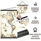 DACRI HOME 44" Magnetic Poster Hanger Frame - Sturdy Teak Wood Poster Frame 44x18 44x24 44x36, Strong Magnets for Easy Hanging Map Picture Print Scroll Wall Art (44 Inch, Black)