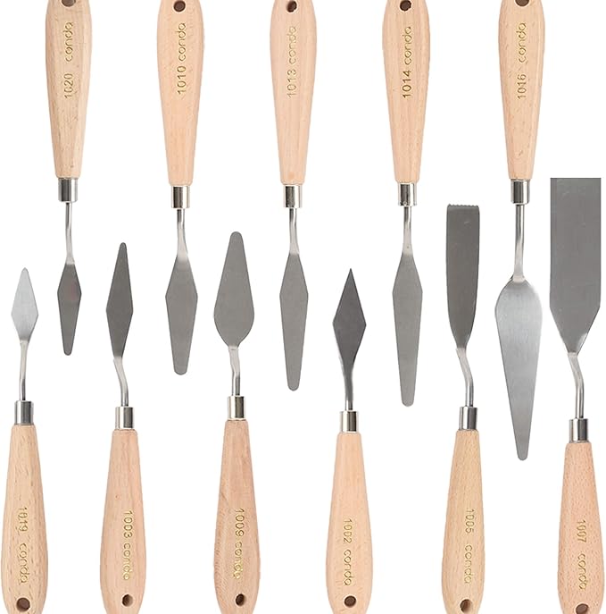 CONDA 11 Piece Stainless Steel Spatula Palette Knife Professional Palette Knife Painting Wood Handle