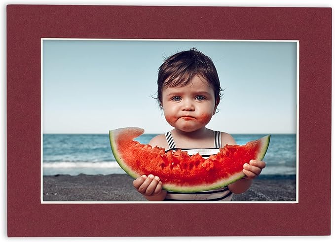 8x10 Mat Bevel Cut for 5x8 Photos - Acid Free Maroon Red Precut Matboard With Backing Board and Crystal Clear, Self Seal Photo Mat Bag - For Pictures, Photos, Framing - 4-ply Thickness