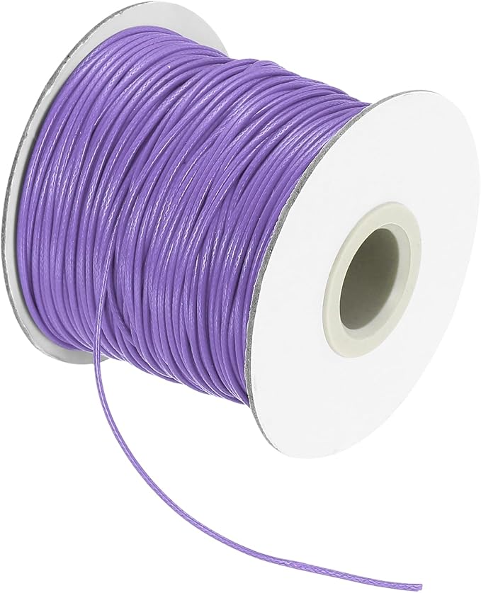 MECCANIXITY Waxed Cord 1mm Waxed Thread 87 Yard Wax String Leather Cord for Bracelet Making, Necklaces, Beading, Jewelry Making and DIY Crafts(Light Purple)
