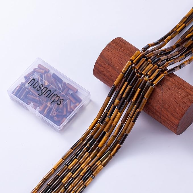 Natural Yellow Tiger Eye Cylinder Tube Beads 4x13mm 38cm/str Loose Semi Gemstone Stone Beads for Making Bracelets Necklace Earrings