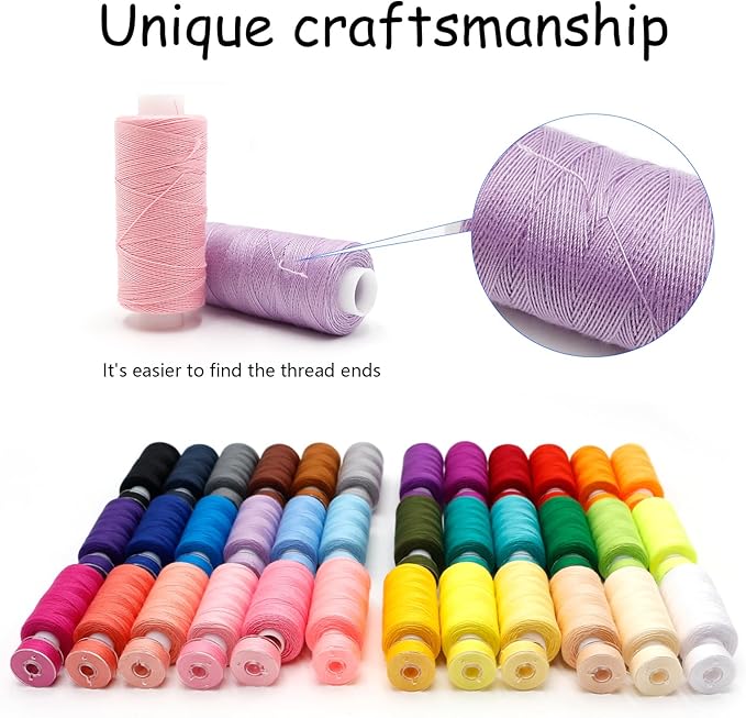72Pcs Sewing Thread kit, 36 Assorted Colors Machine Threads with Spools, 36 Same Color Prewound Bobbins Threads Set, Polyester Thread for Hand and Sewing Machine