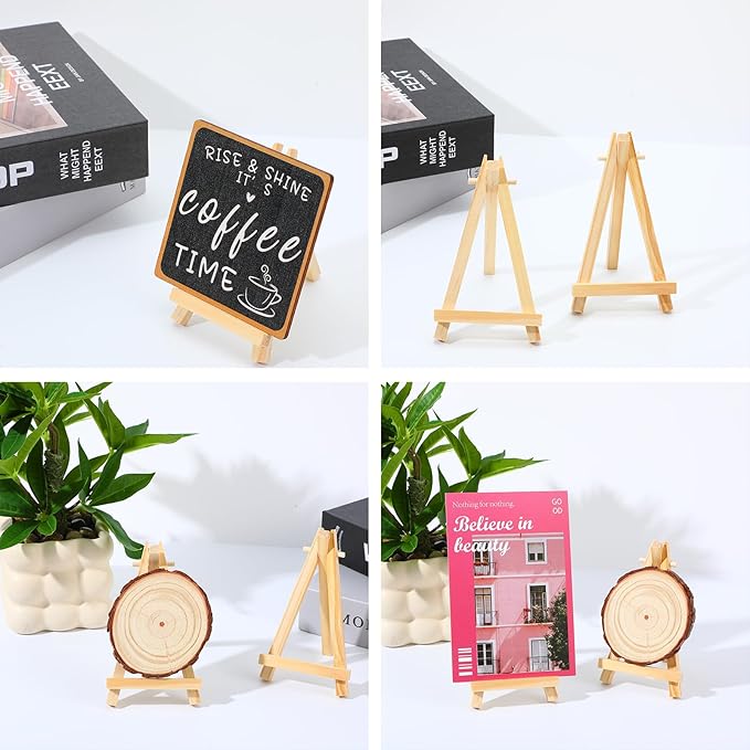 60 Pack 5 Inch Wood Mini Easel, Art Craft Painting Small Display Easel Natural Wooden Tripod Holder Stand, A-Shaped Mini Wood Easels for Display Small Canvases Cards Photos DIY Crafts