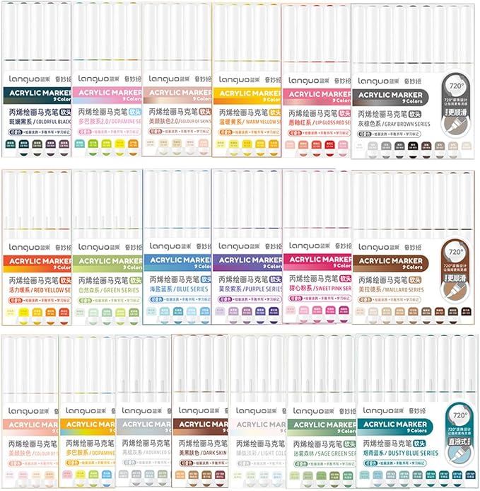 171 Colors Acrylic Paint Marker Single Tip Soft Brush Pens Ideal for Coloring Books, Canvas, Wood, Stone, Egg and DIY Crafts