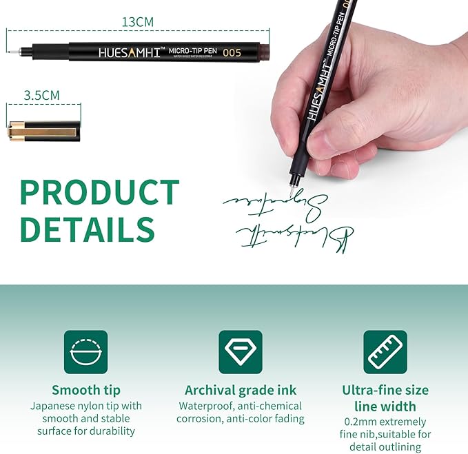005 Micro Pen,8 Colors Waterproof Ink,FineLiner Pens for Art Illustration,Sketching, Anime, Bullet journal,and Technical Drawing