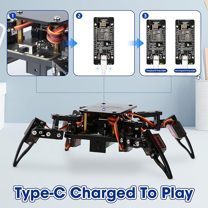 Science Kits Spider Robot Building Kit STEM Crawling Robot Gifts for Kids Boys Ages 8-12 Girls, Scientific Coding Robotic Technic Creative DIY Toys for Birthday
