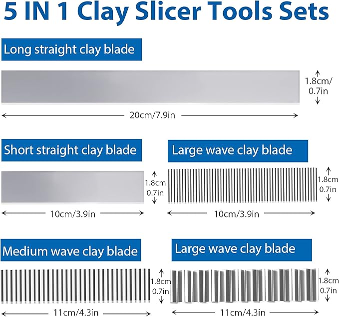 45 Pieces Flexible Polymer Clay Cutter Blade Slicer Cutting Slicing Tools for DIY Crafts Shaping Sculpting