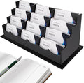 Business Card Holder, Acrylic Business Card Display, Clear Desktop Business Card Stand for Exhibition, Home & Office Black 4 Tiers 12 Slots
