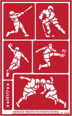 Over'N'Over Reusable Glass Etching Stencils – Durable Self-Stick Designs for Glass, Mirrors, and Ceramics with Armour Etch Cream – 5” x 8” Stencil Sheet - Team Sports