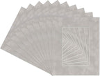 Pack of 25 Acid Free 8x10 Mats Bevel Cut for 5.5x8.5 Photos - Light Grey Suede Precut Matboards For Pictures, Photos, Framing - 4-ply Thickness