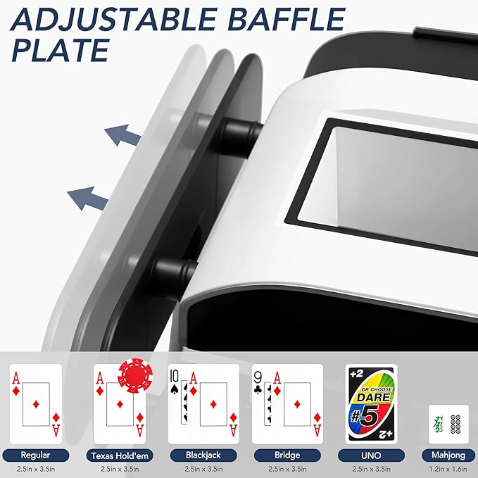 Automatic Card Shuffler, Rechargeable 1-2 Deck Card Dealer Machine, Low Noise Electric Casino Shuffler for UNO, Blackjack, Texas Hold'em, Home Card Games