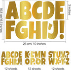 Bemeol Letter Stickers 432 Pieces 36 Sheets Bulletin Board Letters 3 Inch Classroom Alphabet Poster Board Letter for Bulletin Board Display School Decor(Gold)