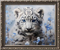 Leczany Cross Stitch Stamped Kit for Adults or Kids - Lovely Snow Leopard | DIY Embroidery Starter Patterns Craft Kit Needlepoint for Beginner | 11CT, 3 Strands | 16.5x13.4 inches