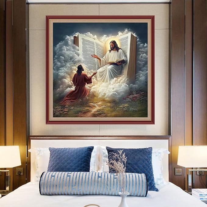 DMCXART Counted Cross Stitch Kits for Adults Needlepoint Kits Unprinted Cross Stitching Embroidery Kit 11CT Cross Stitch Supplies- Jesus Speaks Scriptures 18x18 inch