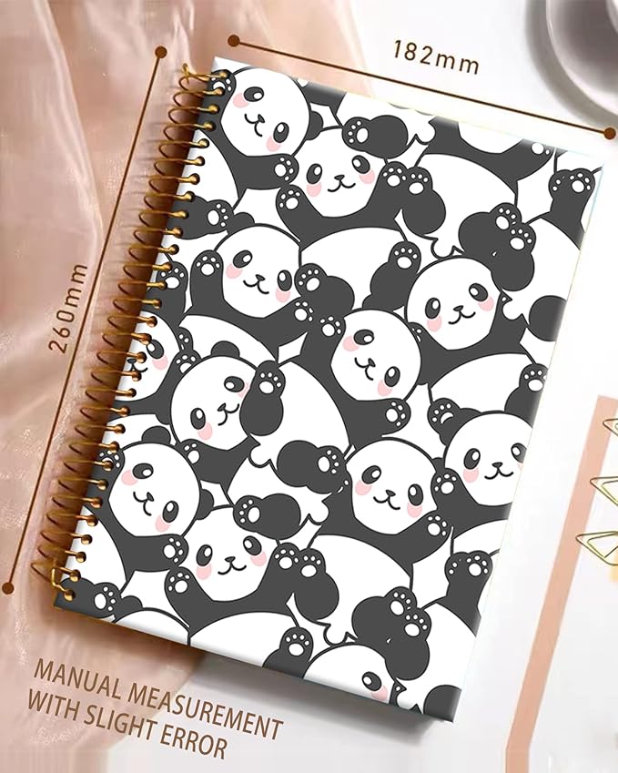 iampanda Spiral Journal Notebook,Cute Strong Twin-Wire Binding with Premium Paper for Girl Women,60 Sheets A5 College Ruled Notebook/Journal,Perfect for School Office Home Gifts,Smile Panda