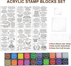 6 Pcs Christian Bible Verse Clear Stamps for Card Making Supplies 20 Craft Ink Pad 3 Acrylic Stamp Block Silicone Stamp with Bless Words Rubber Stamps for Crafting DIY Scrapbooking Journal