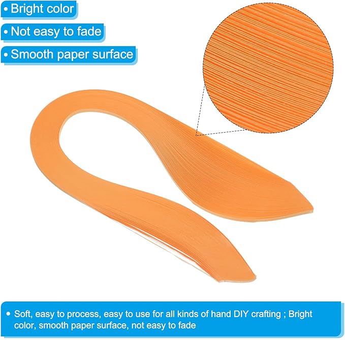 PATIKIL 600pcs Quilling Strips Paper 1/8"(3mm) 39cm Origami Paper Quilling Strip for Art DIY Hand Craft Christmas, Orange