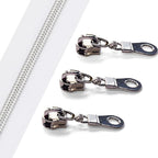 The Yards 10 Yards Bulk White Nylon Coil Zipper with Silver Teeth - Replacement Sewing Zipper with 10PCS Sliders for DIY Craft Bags