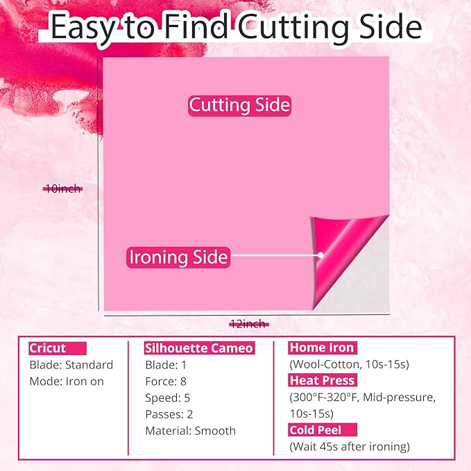 HTVRONT Pink Heat Transfer Vinyl - 13 Sheets Hot Pink HTV Vinyl in 12 Assorted Colors, Red Iron on Vinyl for Cricut & Cameo - Easy to Cut & Weed