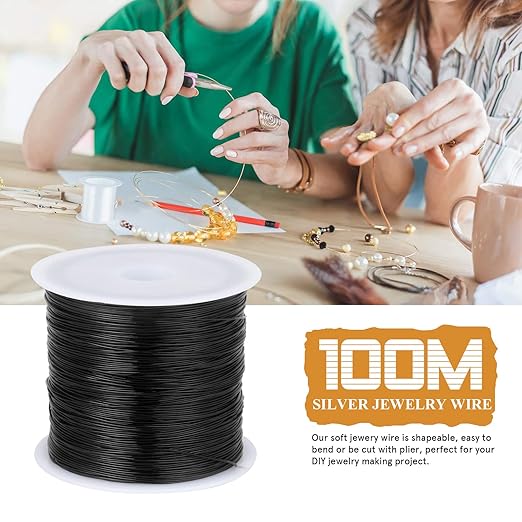 328FT Jewelry Wire 26 Gauge Tarnish-Resistant Copper Beading Wires Roll Bulk for DIY Crafts Jewelry Making, Black Wire
