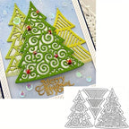 Metal Cutting Dies DIY Merry Christams Embossing Stencil Template Scrapbooking Card Making Mold Photo Album Arts Crafts Tools (Christmas Tree Set-14.3x9.1cm)